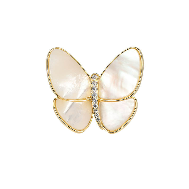 Natural Sea Shell Butterfly Brooch