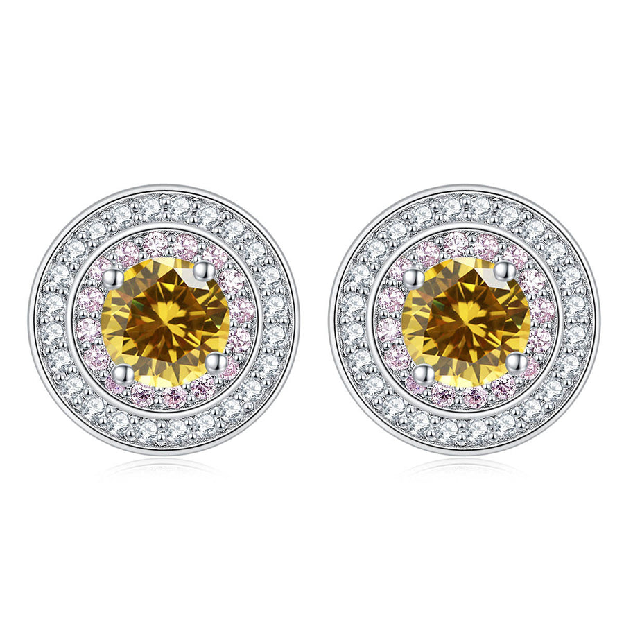 Colored Round Zircon Earrings