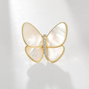 Natural Sea Shell Butterfly Brooch