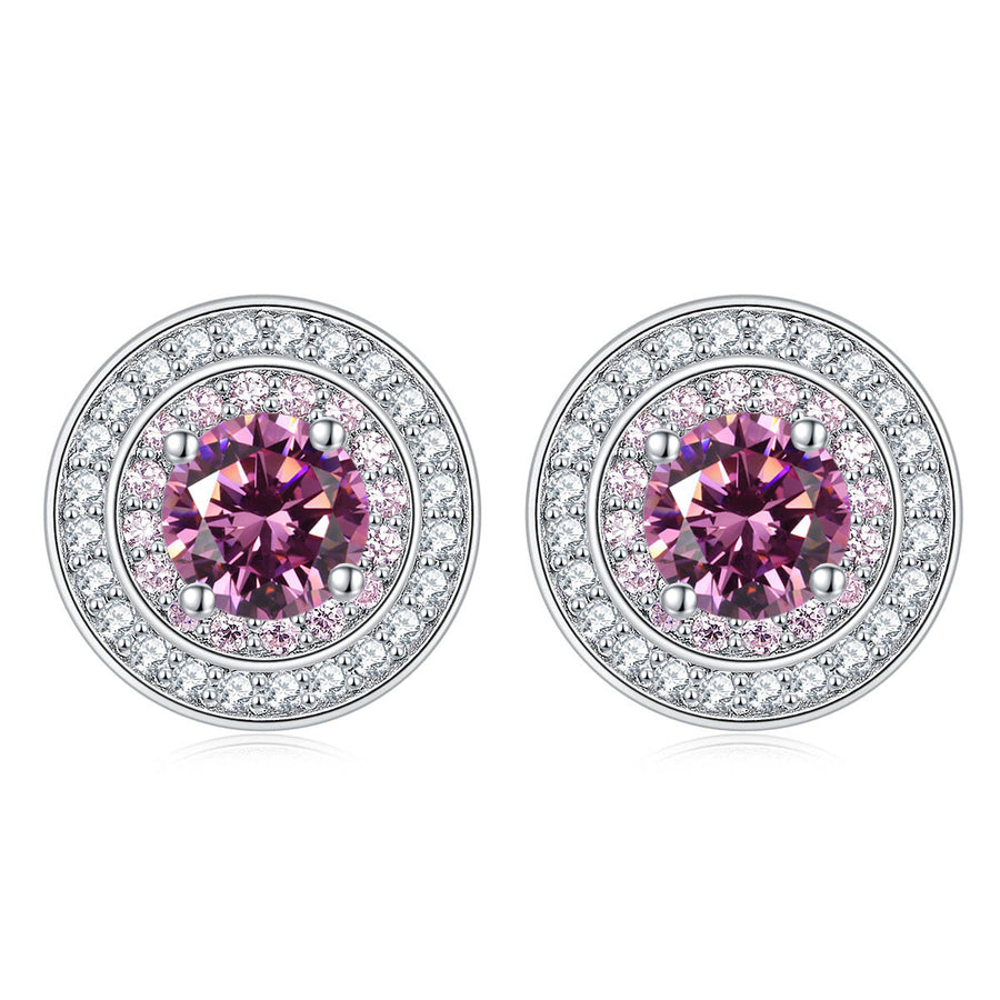 Colored Round Zircon Earrings