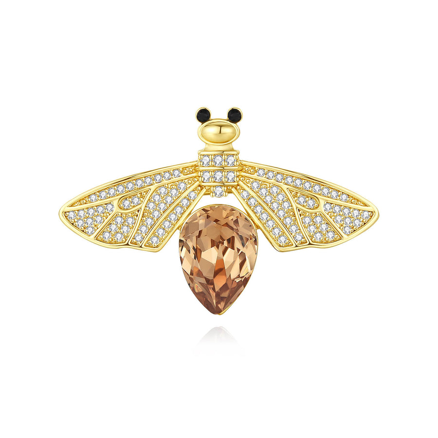 Yellow Bee Crystal Diamond Brooch