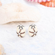 White Beach Oval  Starfish Earrings