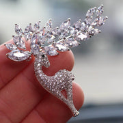 Crystal Zircon Deer Brooch