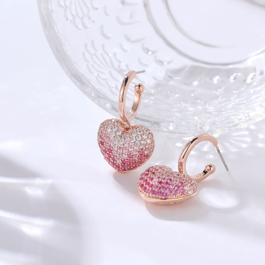 Pink Diamond Love Hinge Earrings