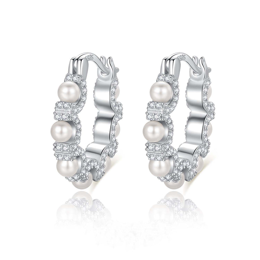 Pearl Zircon White Gold Earrings