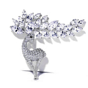 Crystal Zircon Deer Brooch