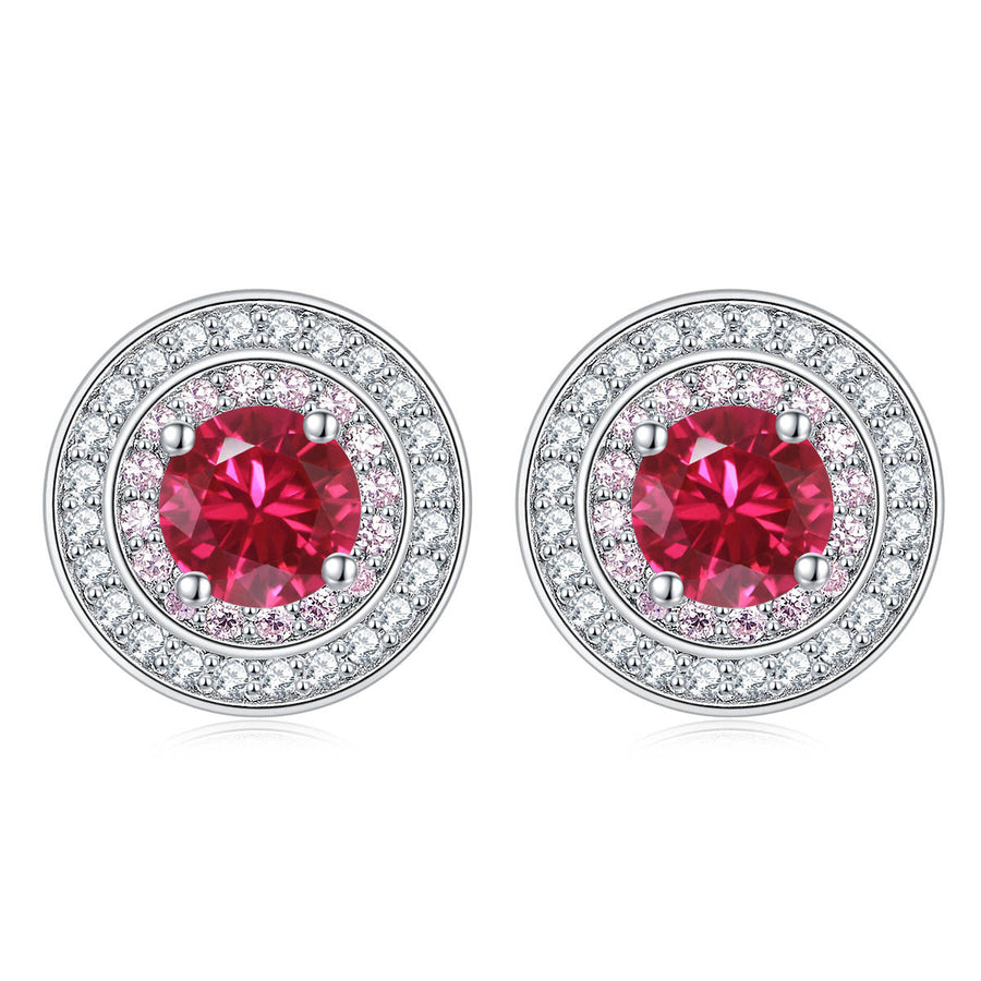 Colored Round Zircon Earrings