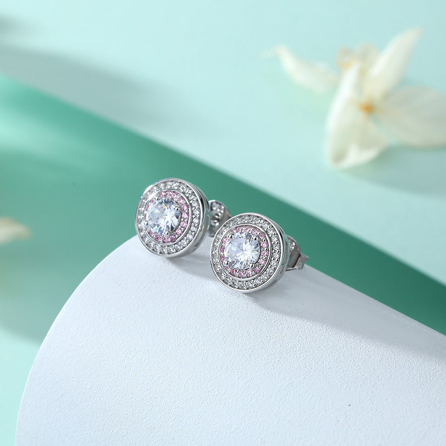 Colored Round Zircon Earrings