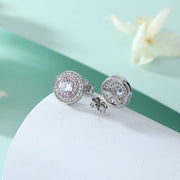 Colored Round Zircon Earrings