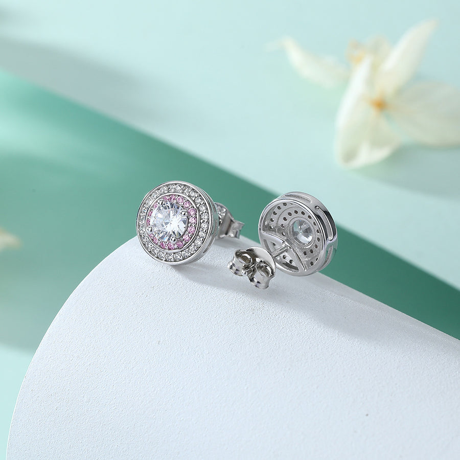 Colored Round Zircon Earrings