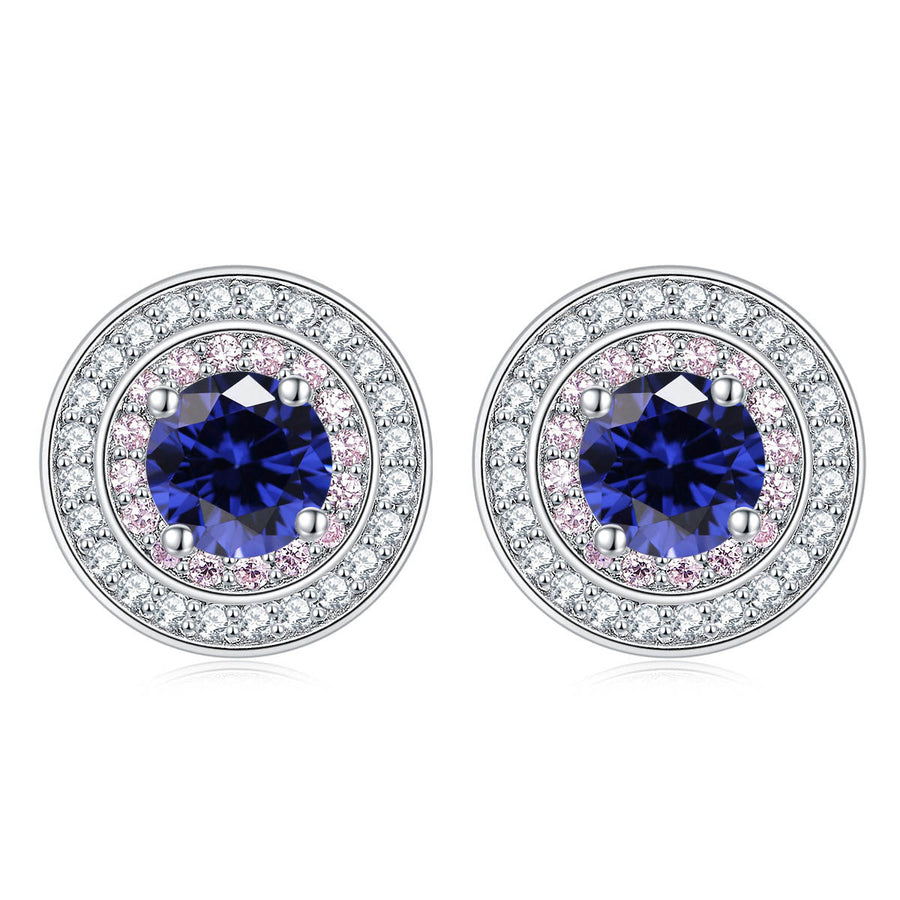 Colored Round Zircon Earrings