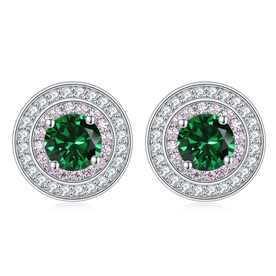 Colored Round Zircon Earrings