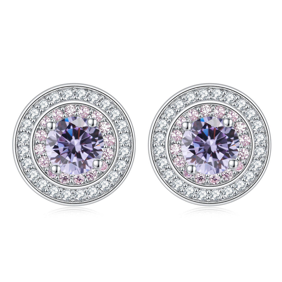 Colored Round Zircon Earrings