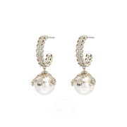 Bee Sakura Zircon Pearl Earrings