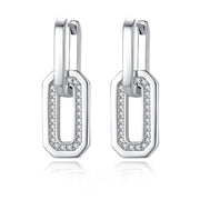 Geometric Zircon White Gold Earring