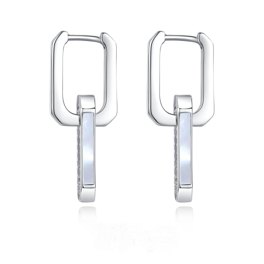 Geometric Zircon White Gold Earring