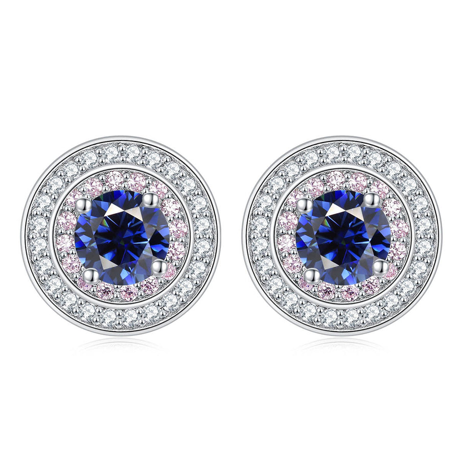 Colored Round Zircon Earrings